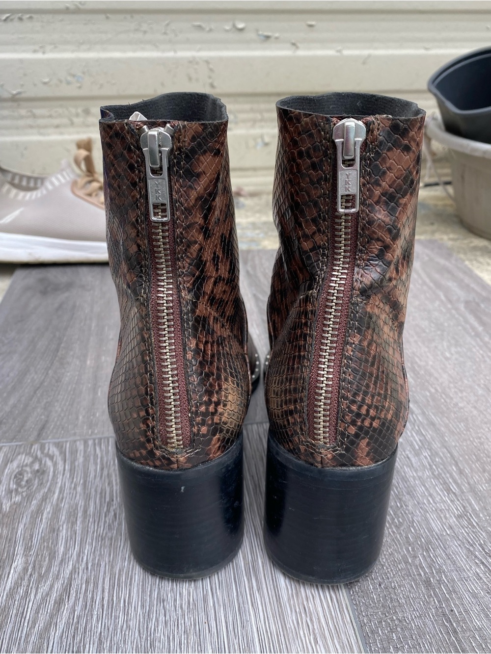 Treasure & Bond Brown Snake-Print Ankle Booties Size 7 - Picture 3 of 9